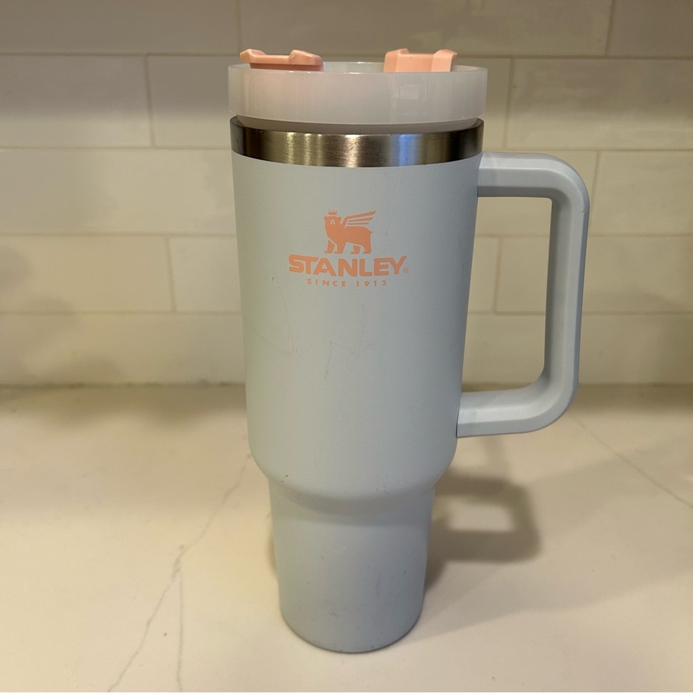 40 oz Stanley Light Gray & Pink Insulated Tumbler